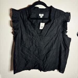 NWT Madewell Sleeveless Ruffle Eyelet Top